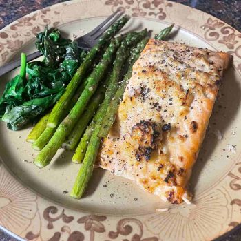 Salmon Asparagus Spinach Dinner
