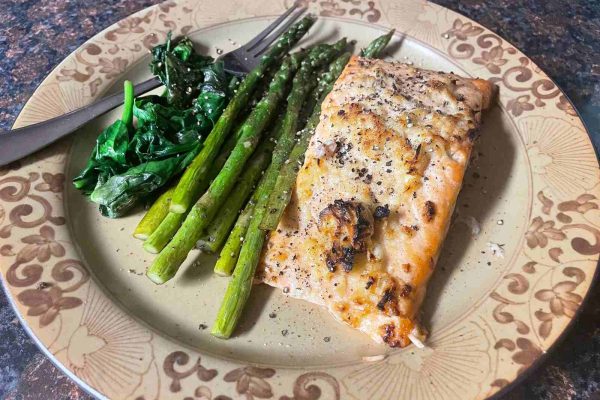 Salmon Asparagus Spinach Dinner