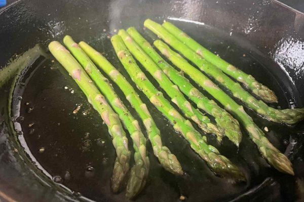 Cooking Asparagus on Skillet